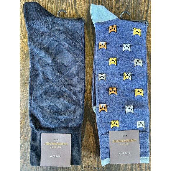 Johnston & Murphy Socks Pattern Solid Blue Gray Cotton Dress x 6 Pairs New - Picture 9 of 11